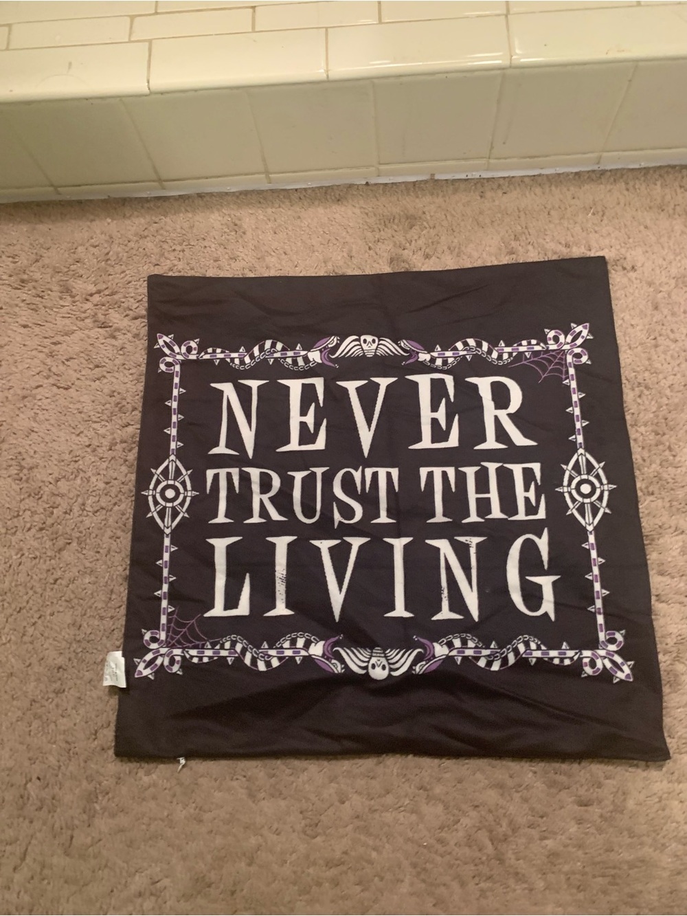 Never Trust The Living Gothic Decorative Pillow Cover - Black & White